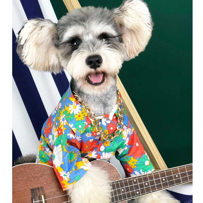 Comfortable Clothes Dog Apparel Printed Flower Cool Shirts Small Puppy Summer Hawaiian Esg16671